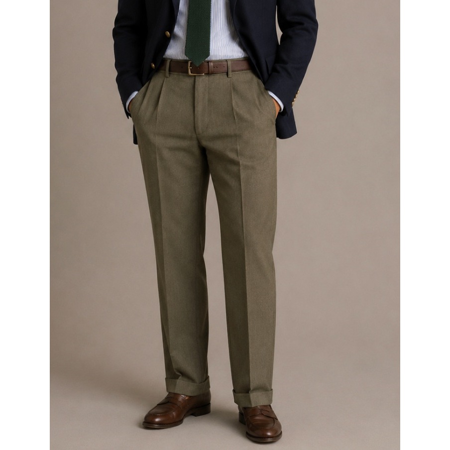 Nwt Vntg Chaps Ralph Lauren Men Pleated Trousers Khaki Cuffed Dress Pant W38 L32